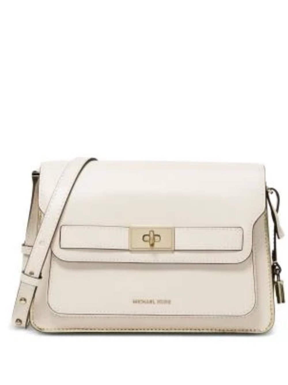 Michael Kors Cream Leather Crossbody with Gold Turnlock